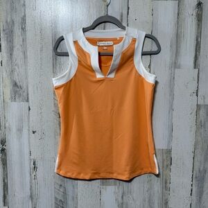 Pebble Beach Orange and White Keyhole Tank Top
